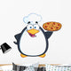 Chef Penguin Holding a Pizza Pie Wall Decal