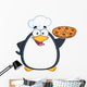 Chef Penguin Holding a Pizza Pie Wall Decal