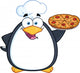 Chef Penguin Holding a Pizza Pie Wall Decal