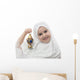 Young Girl in White Hejab with Ramadan Lantern Wall Decal