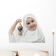 Young Girl in White Hejab with Ramadan Lantern Wall Decal