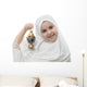 Young Girl in White Hejab with Ramadan Lantern Wall Decal