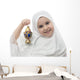 Young Girl in White Hejab with Ramadan Lantern Wall Decal