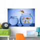 Goldfish Happily Jumping into a New Bowl Wall Decal