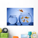Goldfish Happily Jumping into a New Bowl Wall Decal