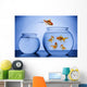 Goldfish Happily Jumping into a New Bowl Wall Decal