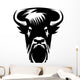Bison Front Head - Black and White Vector Design Wall Decal
