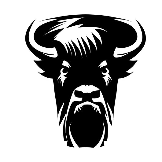 Bison Front Head - Black and White Vector Design Wall Decal