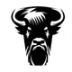 Bison Front Head - Black and White Vector Design Wall Decal