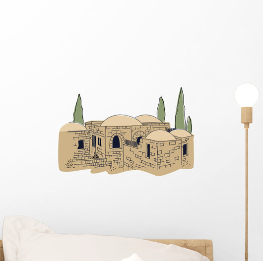 Ancient, Town,  Middle East, Illustration Wall Decal