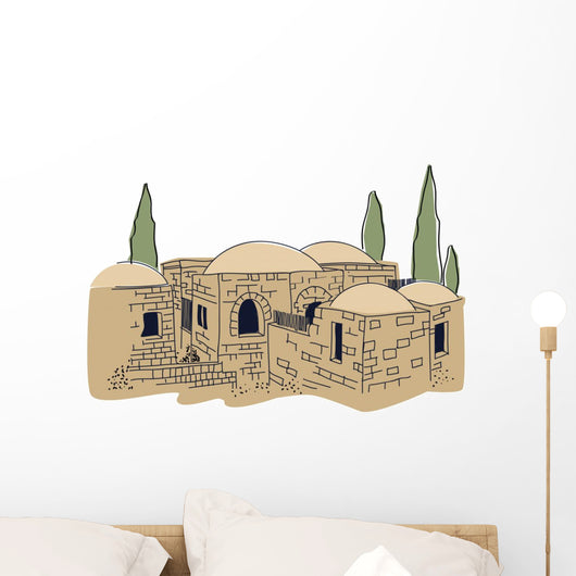 Ancient, Town,  Middle East, Illustration Wall Decal