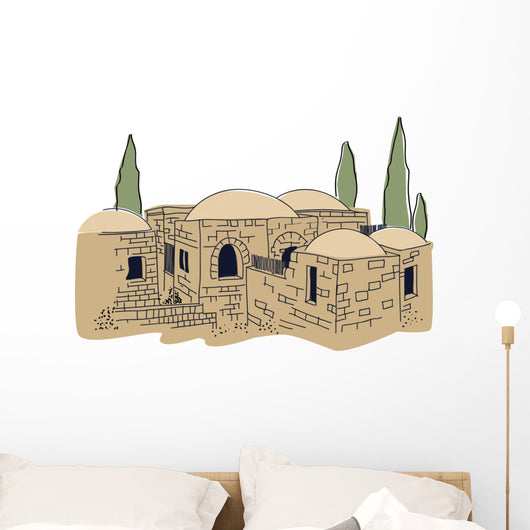 Ancient, Town,  Middle East, Illustration Wall Decal