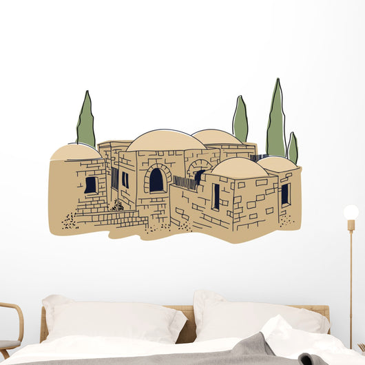 Ancient, Town,  Middle East, Illustration Wall Decal