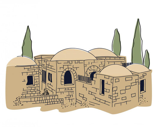 Ancient, Town,  Middle East, Illustration Wall Decal