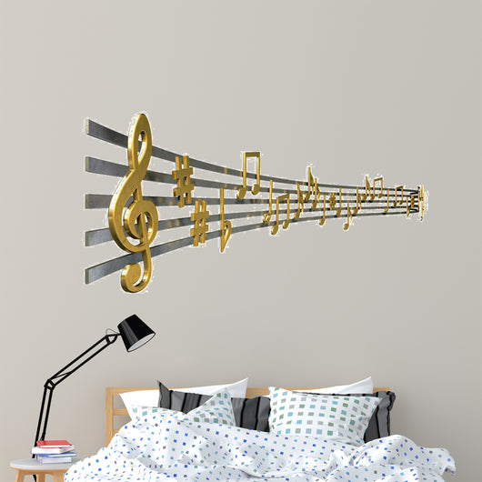 Gold Music Notes Wavy
