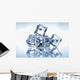 Ice cubes on blue background Wall Mural