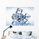 Ice cubes on blue background Wall Mural