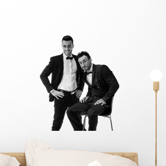 Two elegant men in suit and bowtie Wall Decal