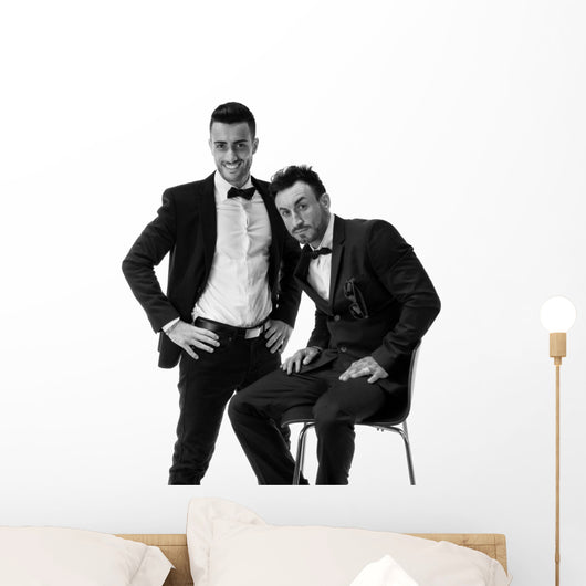 Two elegant men in suit and bowtie Wall Decal