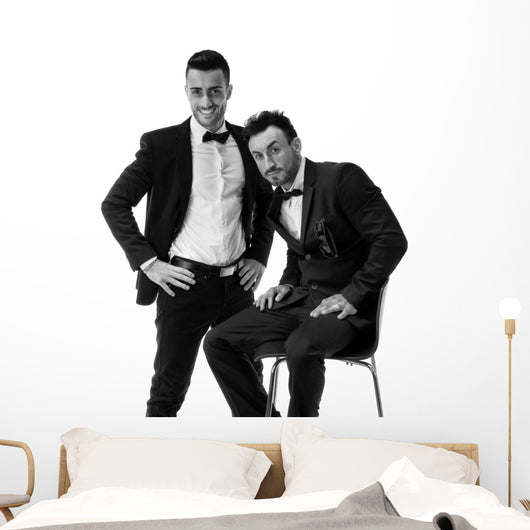 Two elegant men in suit and bowtie Wall Decal