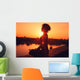 Yoga meditation  during the sunset Wall Mural