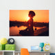 Yoga meditation  during the sunset Wall Mural