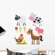 Flat Farm Animals Wall Decal Sticker Set