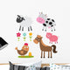 Flat Farm Animals Wall Decal Sticker Set