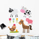 Flat Farm Animals Wall Decal Sticker Set