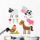 Flat Farm Animals Wall Decal Sticker Set