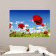 red poppy and wild flowers Wall Mural