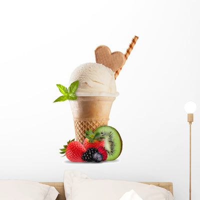 Ice Cream Cones White Wall Decal shown on a wall