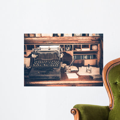 Old Desk Vintage Typewriter shown on a wall