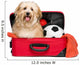 Happy reddish Bichon Havanese dog in a red traveling suitcase Wall Decal