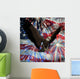 eagle over fireworks and usa flag Wall Mural