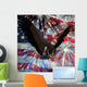 eagle over fireworks and usa flag Wall Mural