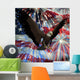 eagle over fireworks and usa flag Wall Mural