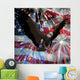 eagle over fireworks and usa flag Wall Mural
