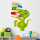 Cute Dinosaur with Book Wall Decal