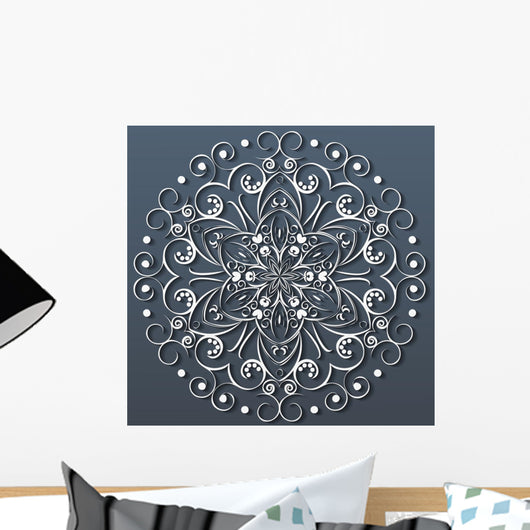Ornamental round lace, flower. vector Wall Mural