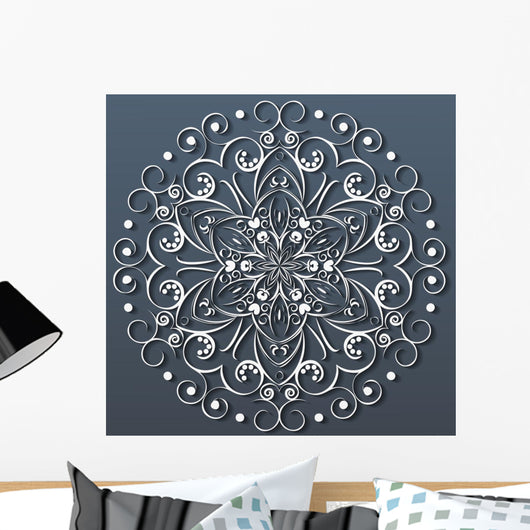 Ornamental round lace, flower. vector Wall Mural