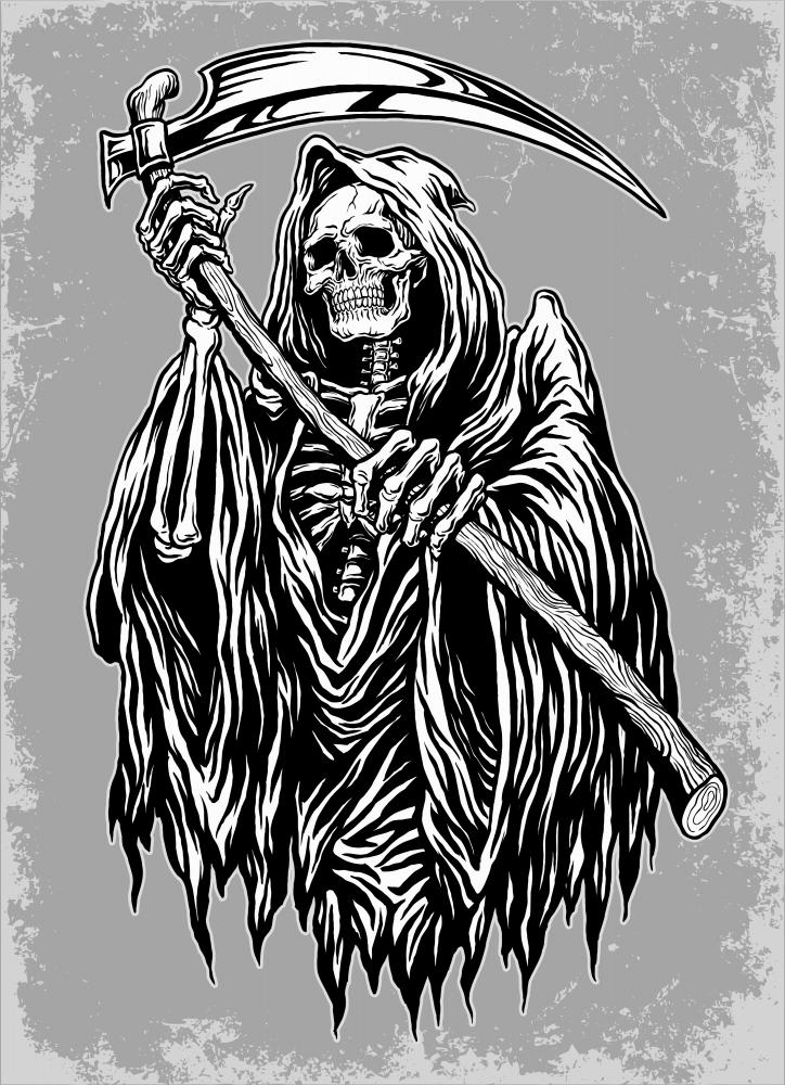Hand Inked Grim Reaper – Wallmonkeys