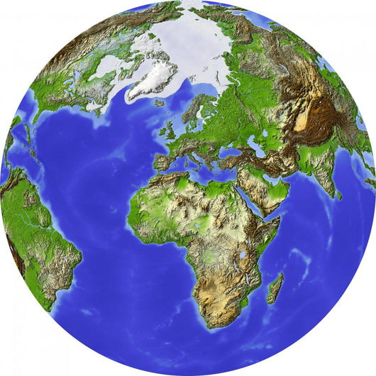 Globe Shaded Relief Centered