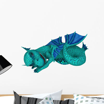 Sleeping Little Sea Dragon Wall Decal shown on a wall