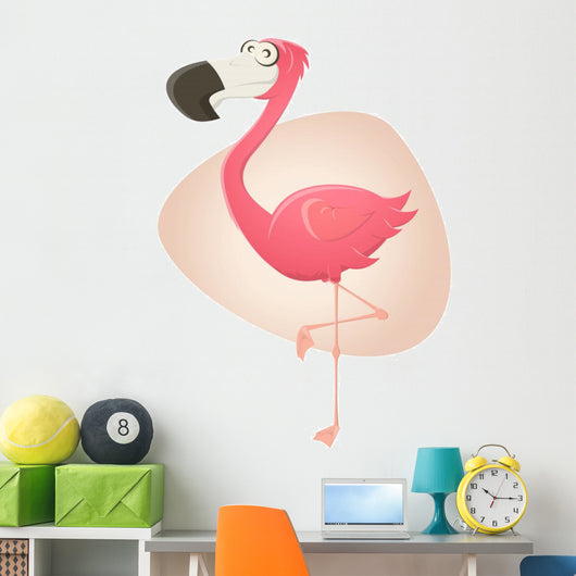 Flamingo Cartoon Lustig Vektor – Wallmonkeys