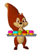 Cartoon Squirrel with Cupcakes