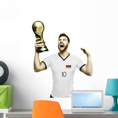 German Soccer Player Celebrates Wall Decal shown on a wall