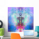 Yoga lotus pose. Padmasana with colored chakra points. Wall Mural