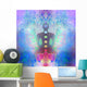 Yoga lotus pose. Padmasana with colored chakra points. Wall Mural