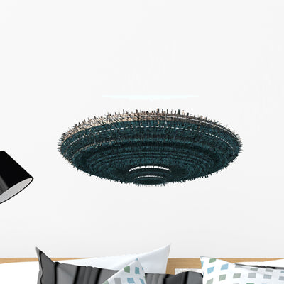 Alien Ufo Wall Decal shown on a wall